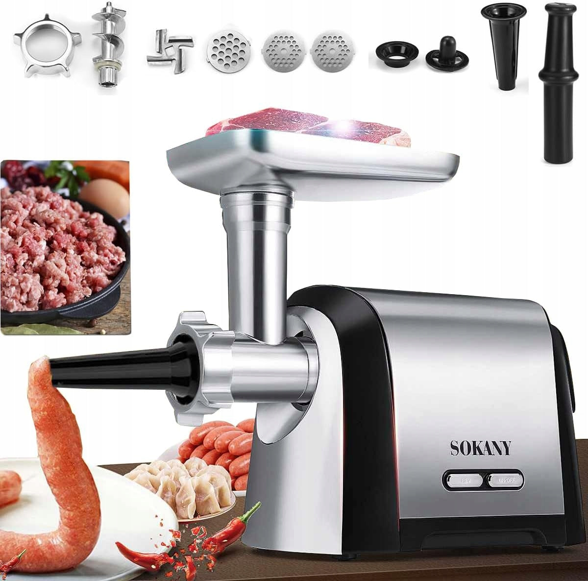 SOKANY MEAT GRINDER INOX 3200W ACCESSORIES Brand Sokany