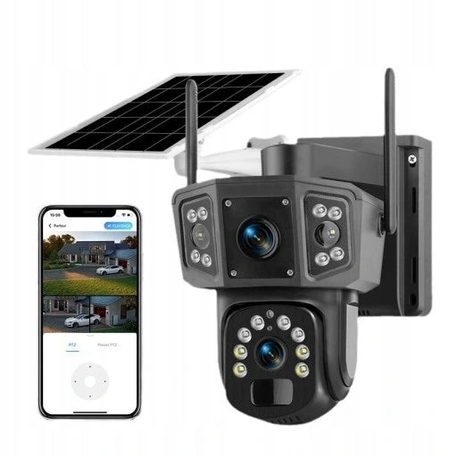 SOLAR CAMERA 4G OUTDOOR THREE HD 4K 8MP LENSES