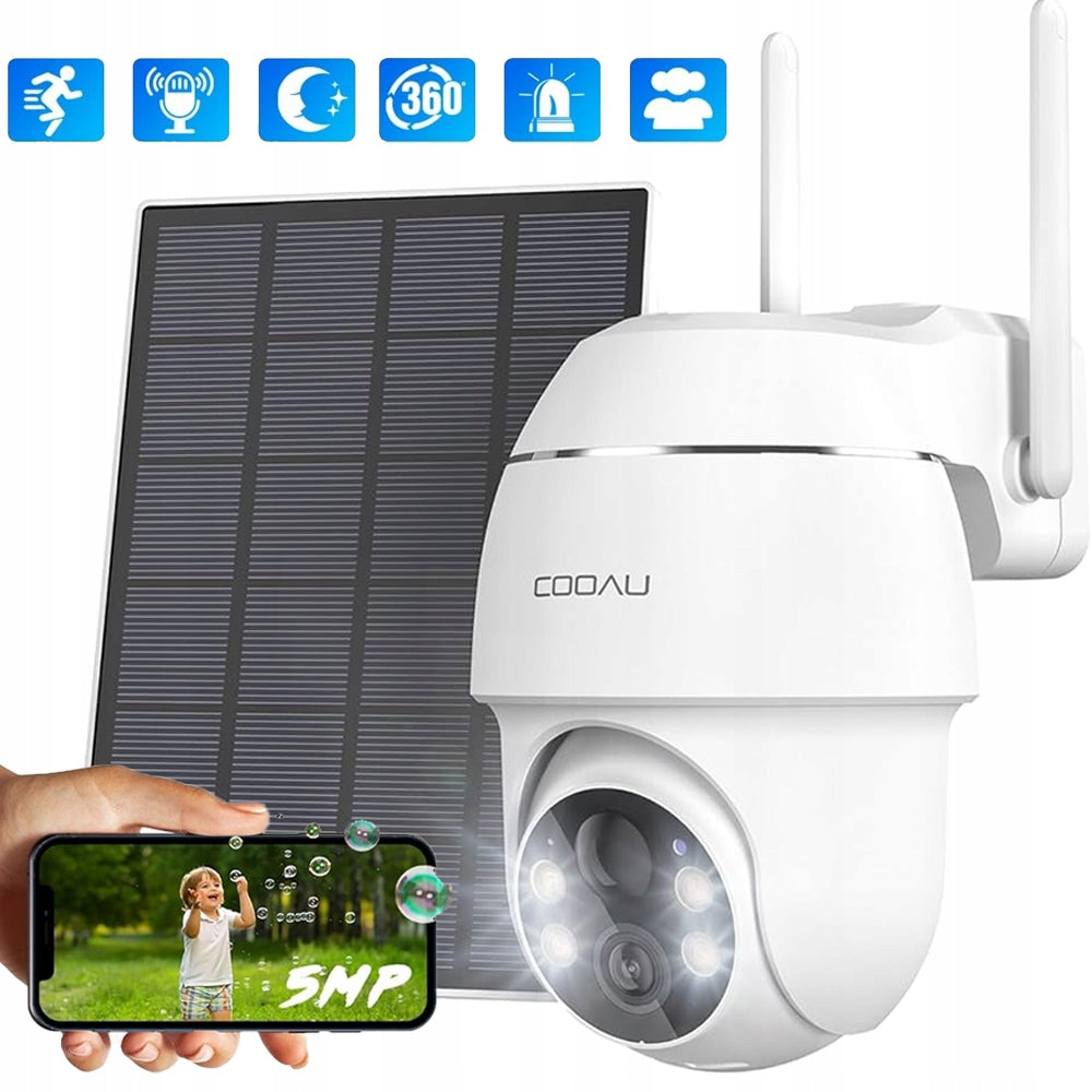 SOLAR CAMERA 5MP OUTDOOR ROTATING 355° IP WIFI 5200MAH AKKU ONVIF