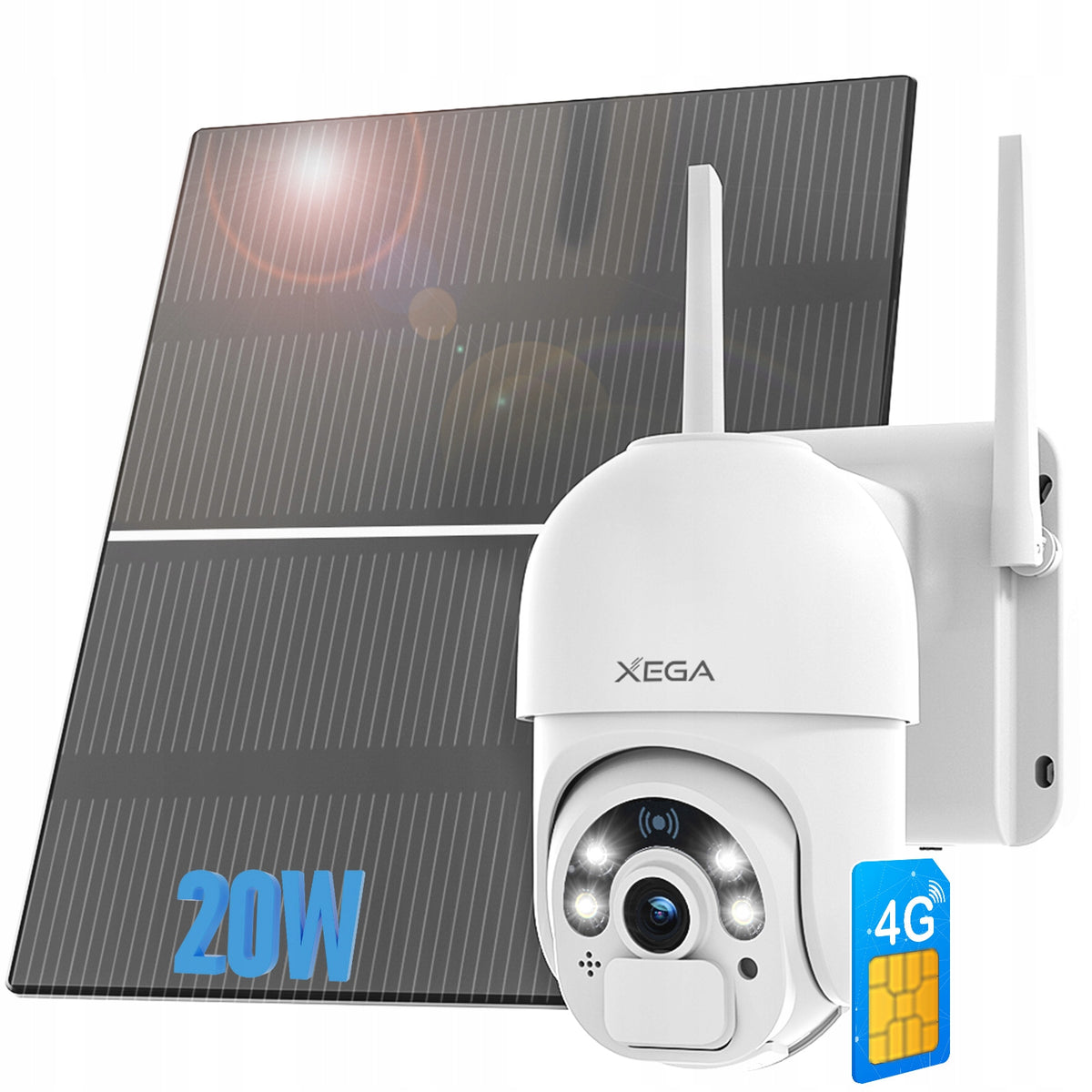 SOLAR CAMERA OUTDOOR ROTATING FOR SIM CARD 4G LTE GSM 2K 3MP 20000mAh