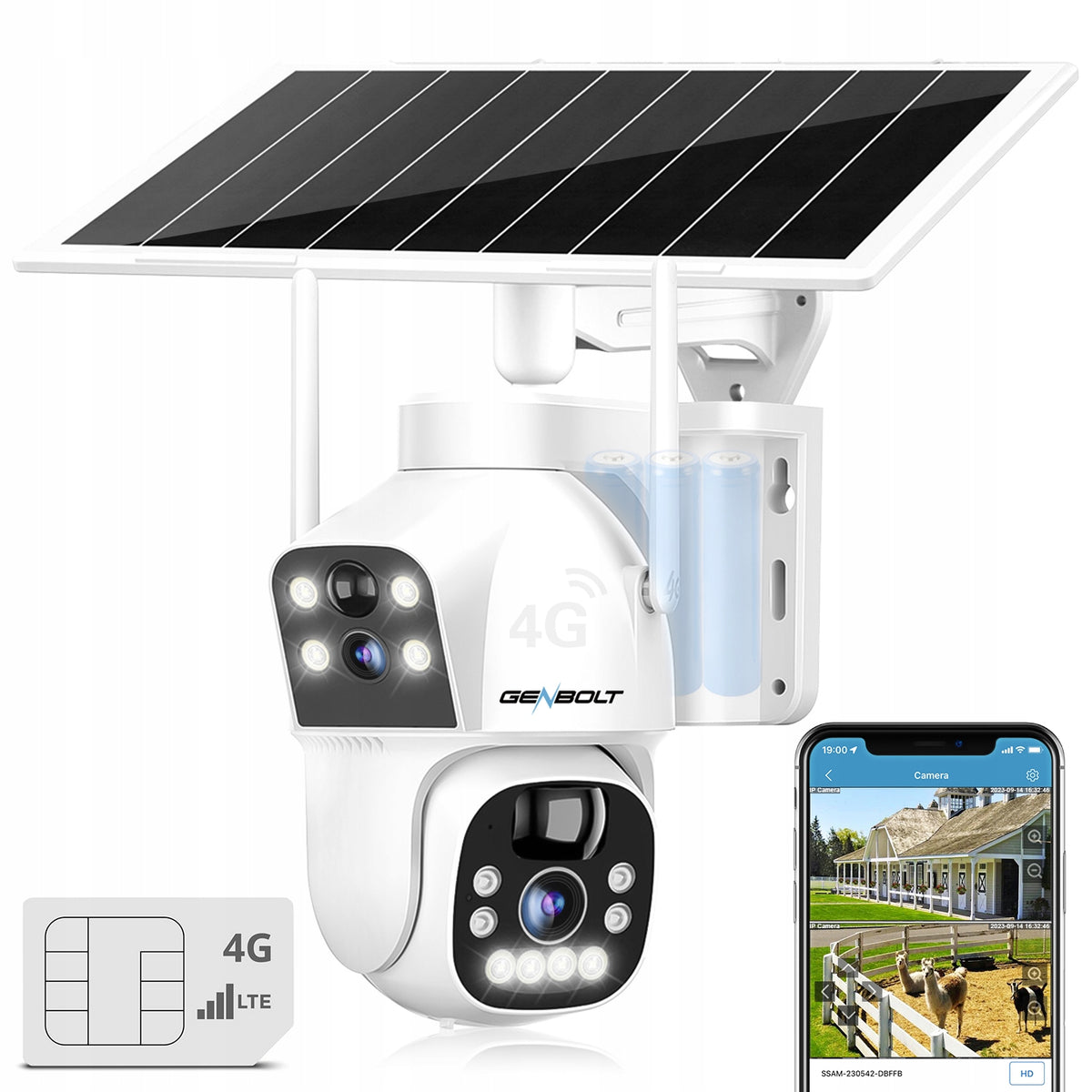 SOLAR CAMERA SURVEILLANCE IP OUTDOOR ROTATING DOUBLE FOR SIM CARD