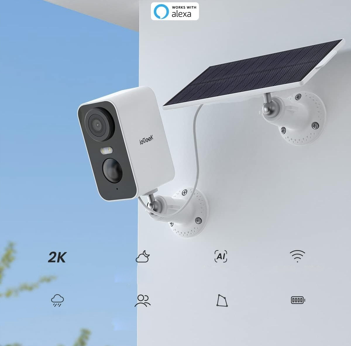 SOLAR CAMERA WIFI IP BATTERY OPERATED WIRELESS WITH SOLAR PANEL 3Mpx 32G Brand ieGeek