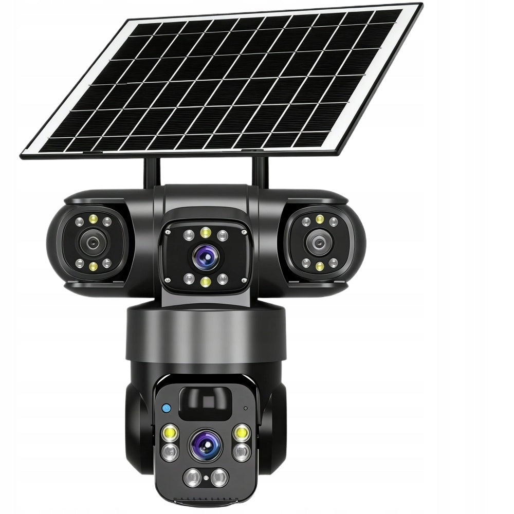 SOLAR CAMERA WiFi OUTDOOR THREE LENS HD 3X4MP CARD