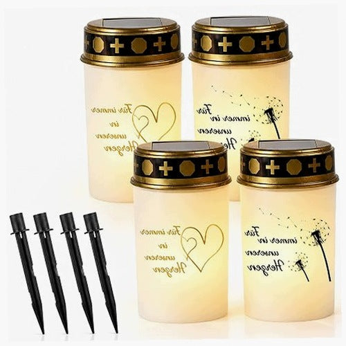 SOLAR CANDLE LED LIGHT SENSOR WATERPROOF FOR GRAVE 4 PCS FOR HOME