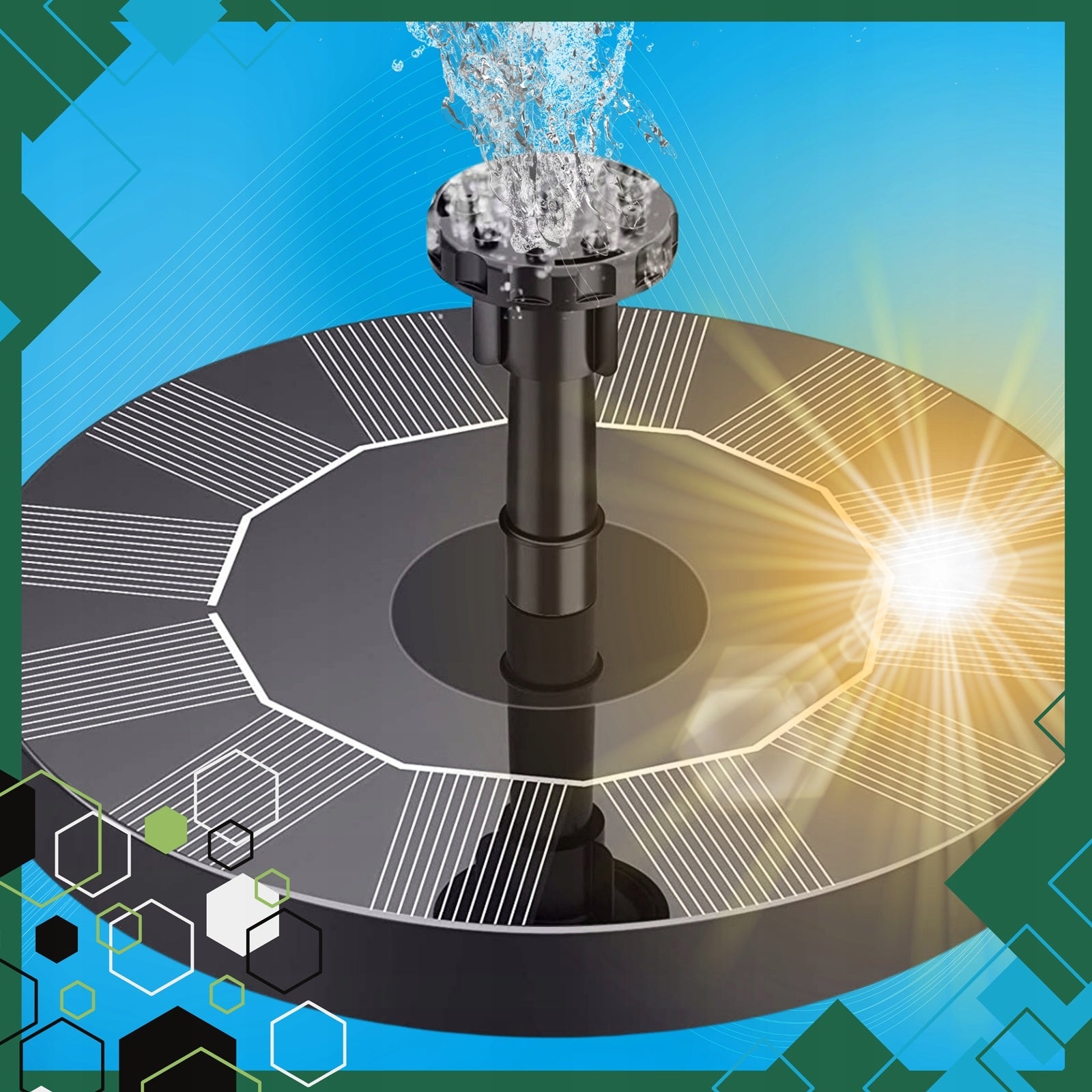 SOLAR GARDEN FOUNTAIN FLOATING FOR WATER POND WATER MESH FOR GARDEN Manufacturer code FONTANNA SOLARNA DO OGRODU OGRODOWA 16 cm