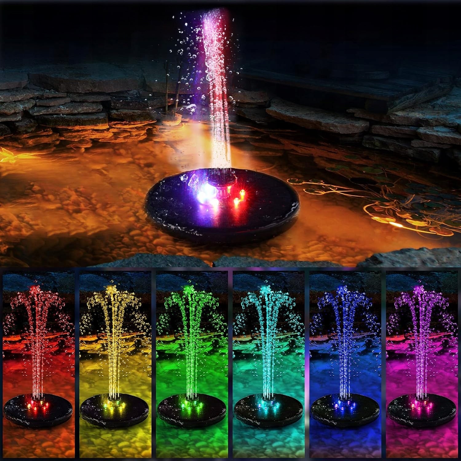 SOLAR GARDEN FOUNTAIN GLOWING RGB LED FLOATING FOR POND 18CM Manufacturer code 21321