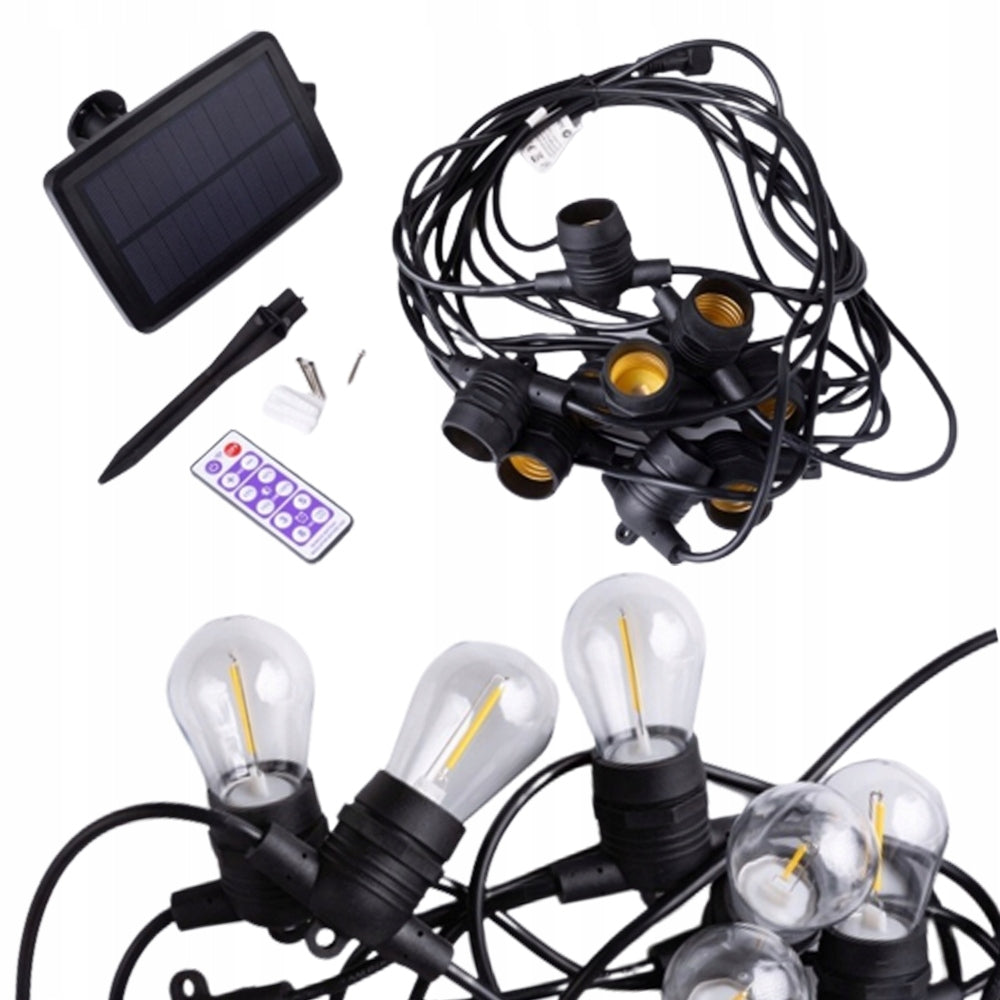 SOLAR GARDEN GARLAND 10m +10xLED G45 E27 0.3W