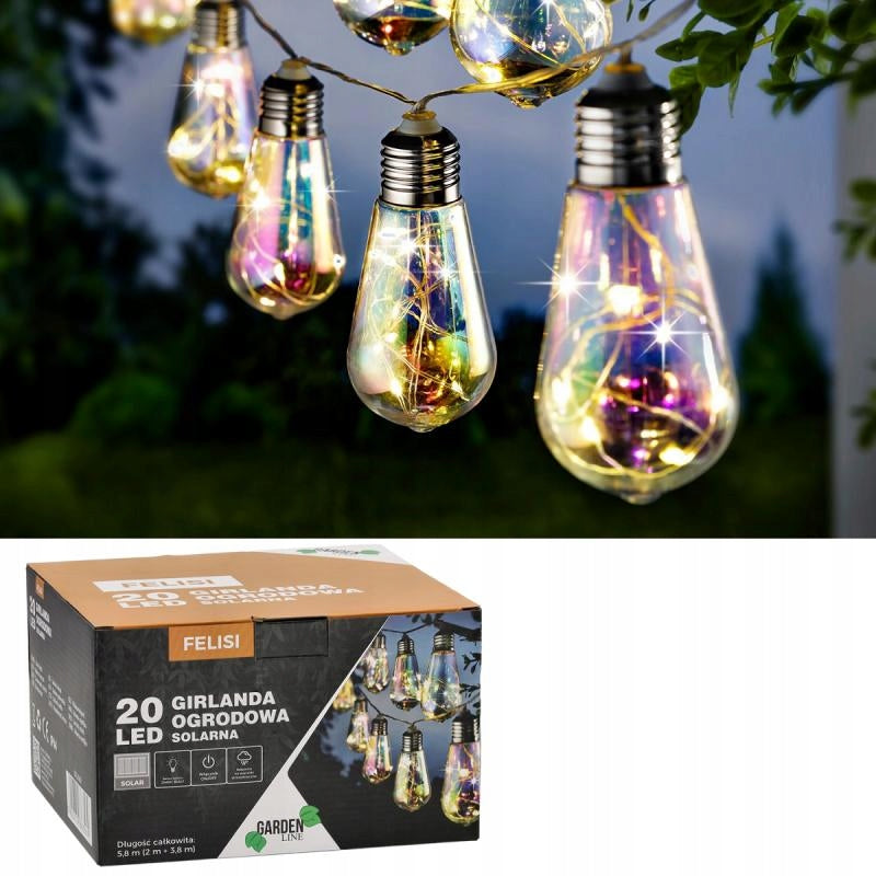 SOLAR GARDEN GARLAND 2m+3,8m FELISI 20 LED OPAL COLD WHITE