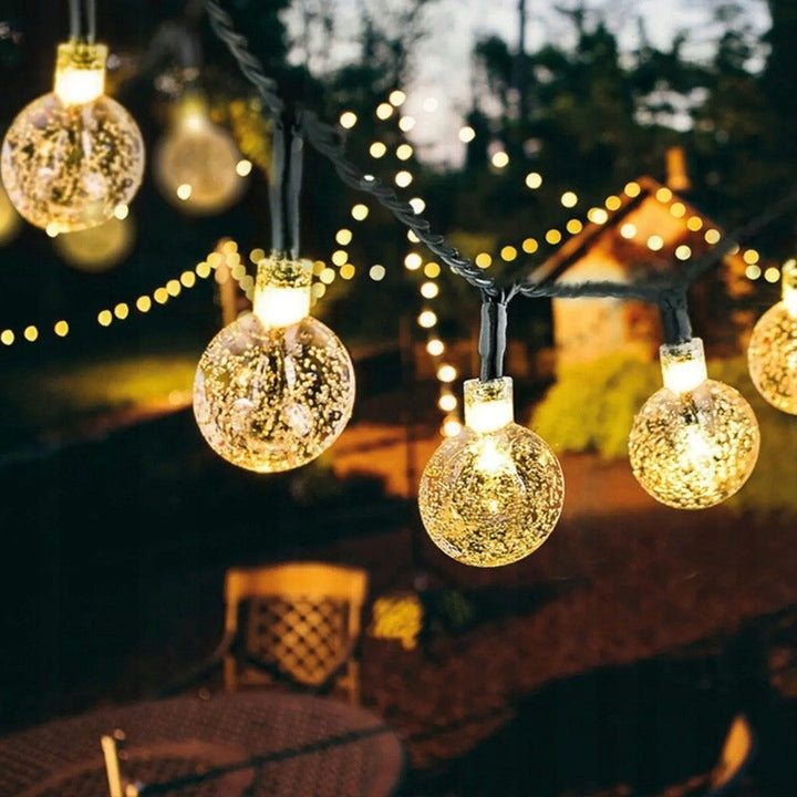 SOLAR GARDEN GARLAND LED LIGHTS 60 BULBS LIGHT GARLAND FOR GARDEN Packaging status original