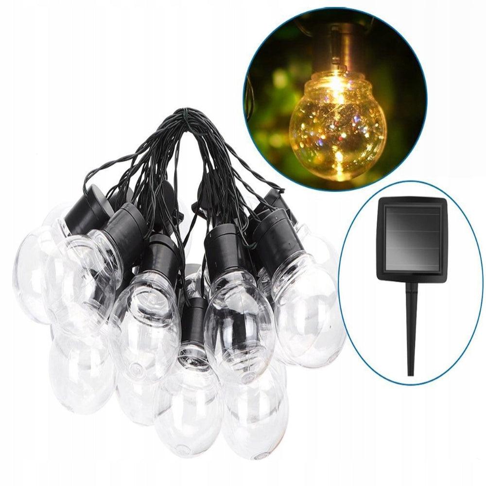 SOLAR GARDEN GARLAND, LIGHT, 20 BULBS, FOR BALCONY, TERRACE, BALL CHAIN EAN (GTIN) 8433325208813
