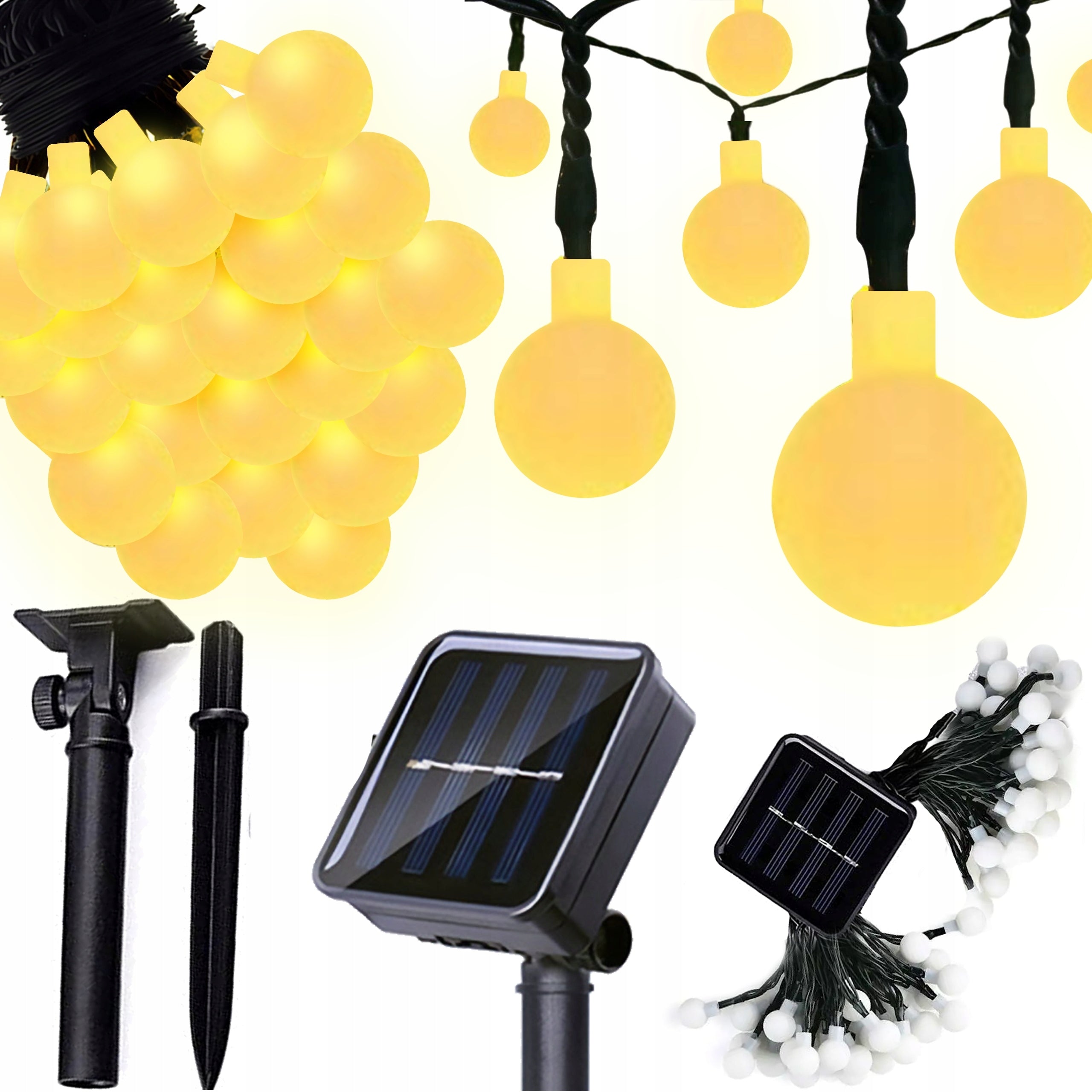 SOLAR GARDEN GARLAND OUTDOOR LED LAMPS MILKY 30 LEDs 450cm WARM