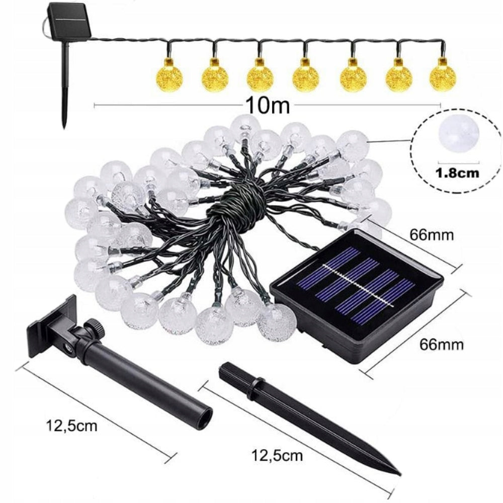 SOLAR GARDEN GARLAND X100 BALLS 10M LED LIGHTS WHITE WARM FOR GARDEN EAN (GTIN) 5905258092454