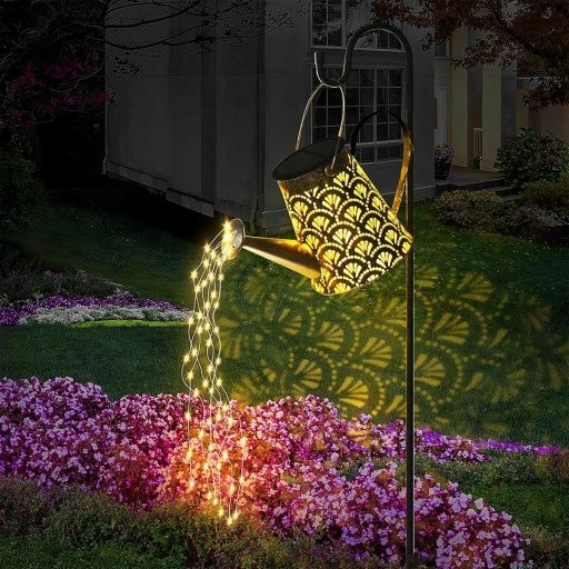 SOLAR GARDEN LAMP LED HAMMERED WATERING CAN XXL DUSK SENSOR GLOWING Brand no brand