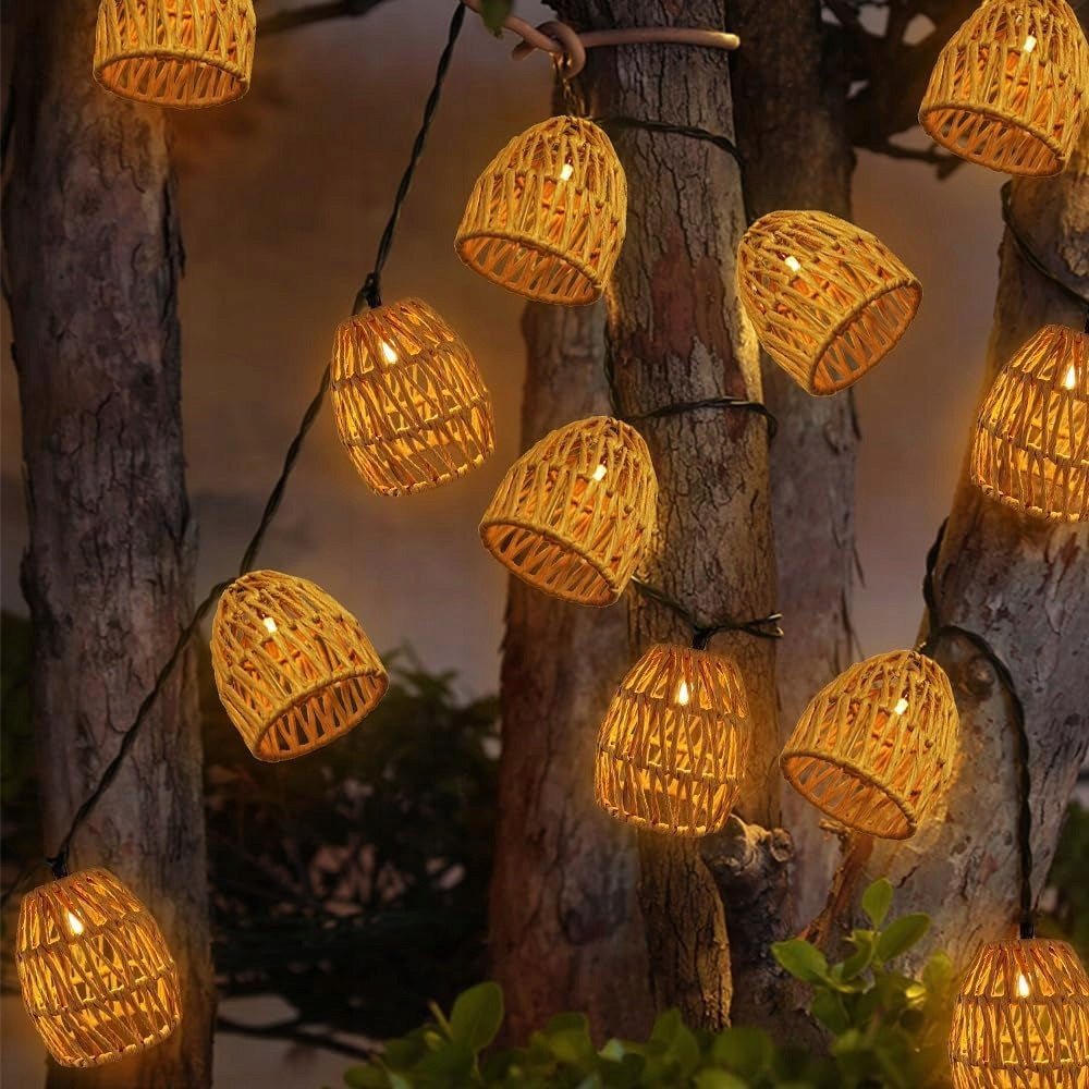 SOLAR GARDEN LAMP RATTAN LANTERNS LED WARM WHITE WEDDING RECEPTION Brand no brand