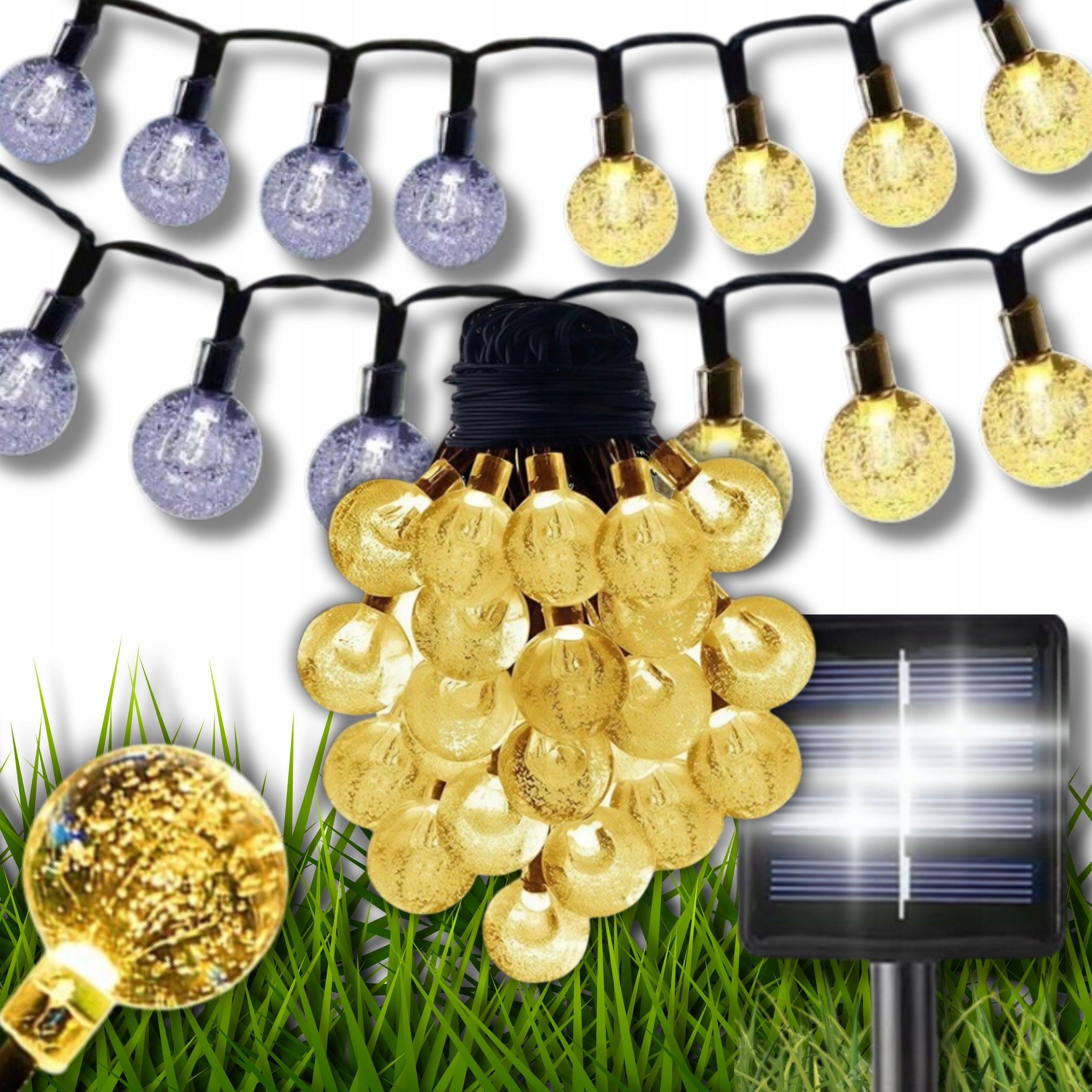 SOLAR GARLAND 10M LIGHTS 100 LED CHAIN GARDEN BALLS DECORATION FOR BALCONY