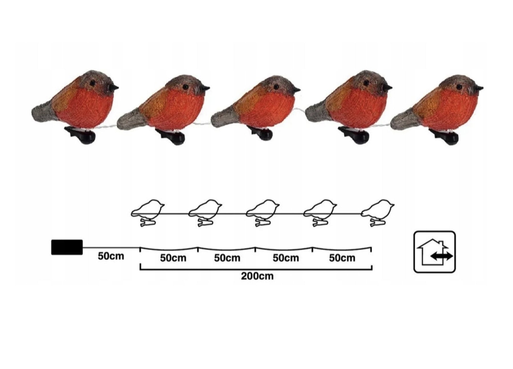 SOLAR GARLAND BIRDS LED LIGHTS 2,5M GARDEN HAMMERED IP65 AUTOMATIC Packaging status original
