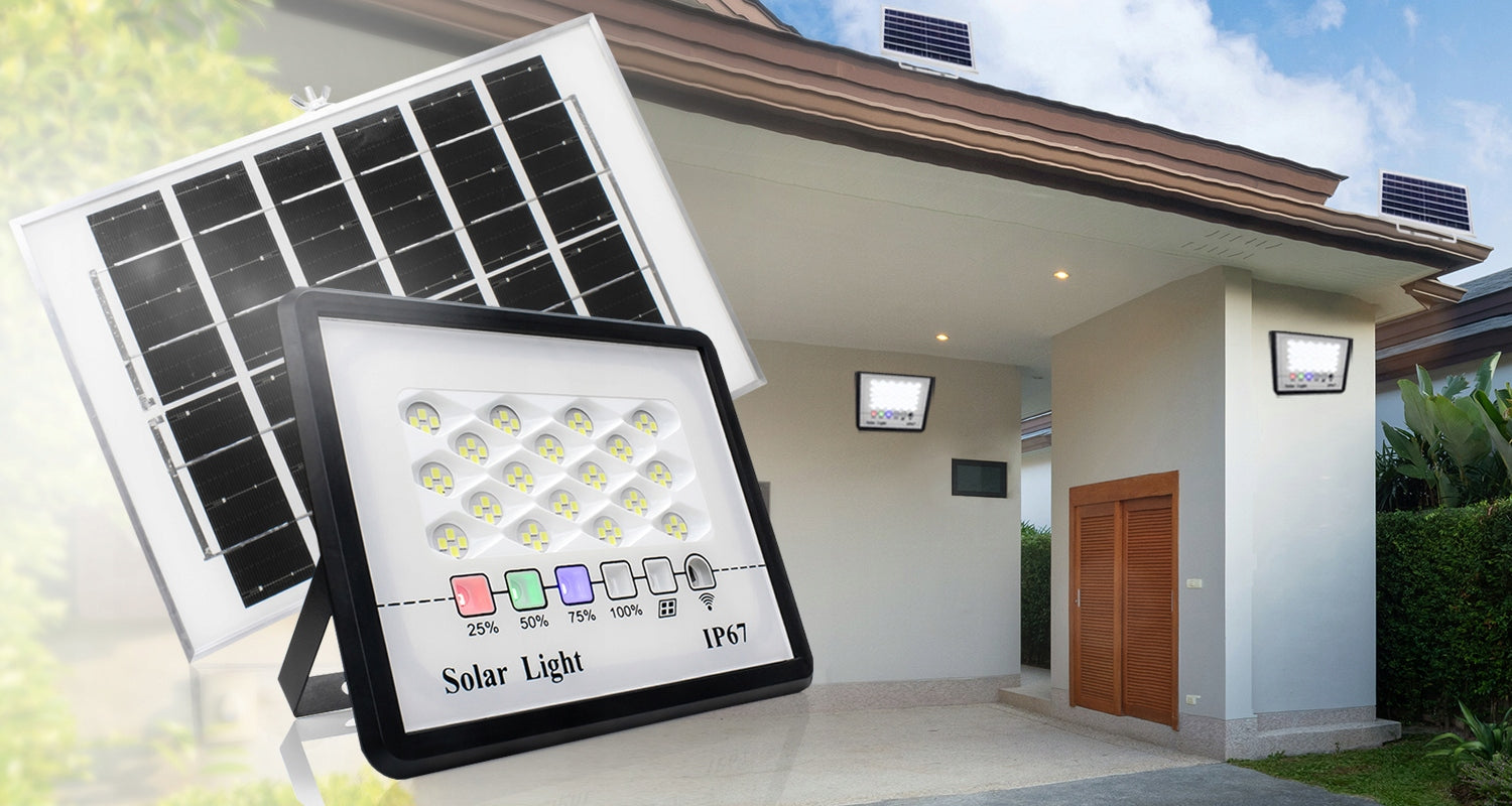 SOLAR HALOGEN FLOODLIGHT LED LAMP WITH SOLAR PANEL 2500lm Color black