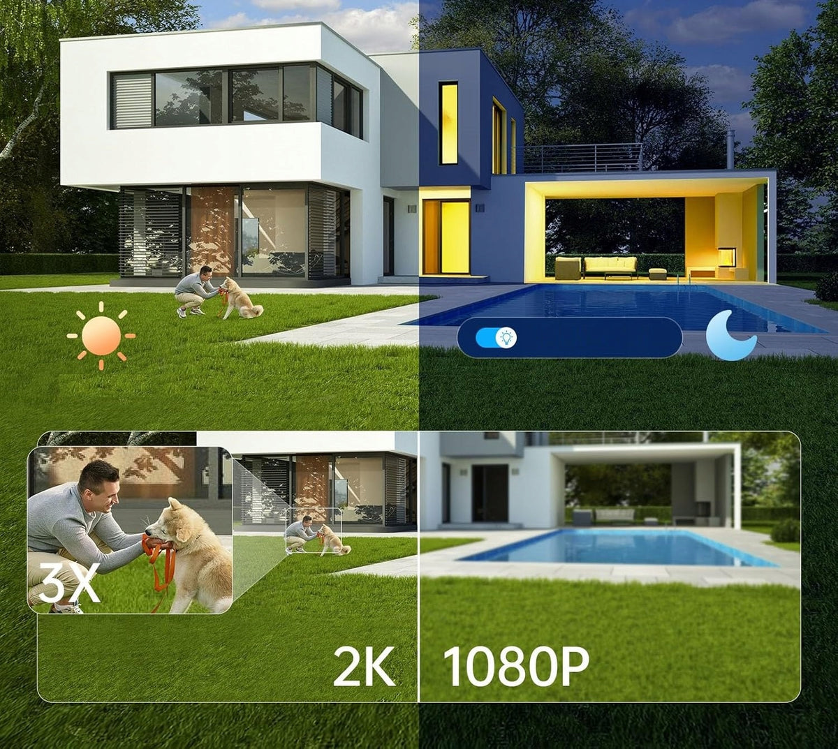 SOLAR IP CAMERA OUTDOOR WIRELESS 2K WIFI 4 x ZOOM MICROPHONE WHITE 2pcs Packaging status original