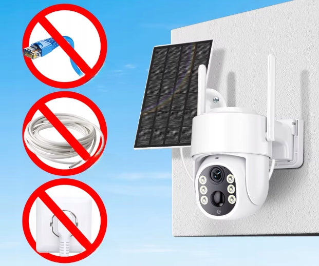 SOLAR IP WIFI CAMERA 4MP PTZ ROTATING OUTDOOR IP66 DETECTION TRACKING Packaging status original