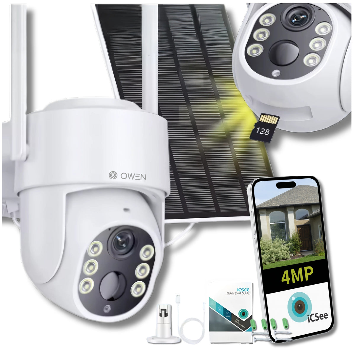 SOLAR IP WIFI CAMERA 4MP PTZ ROTATING OUTDOOR IP66 DETECTION TRACKING