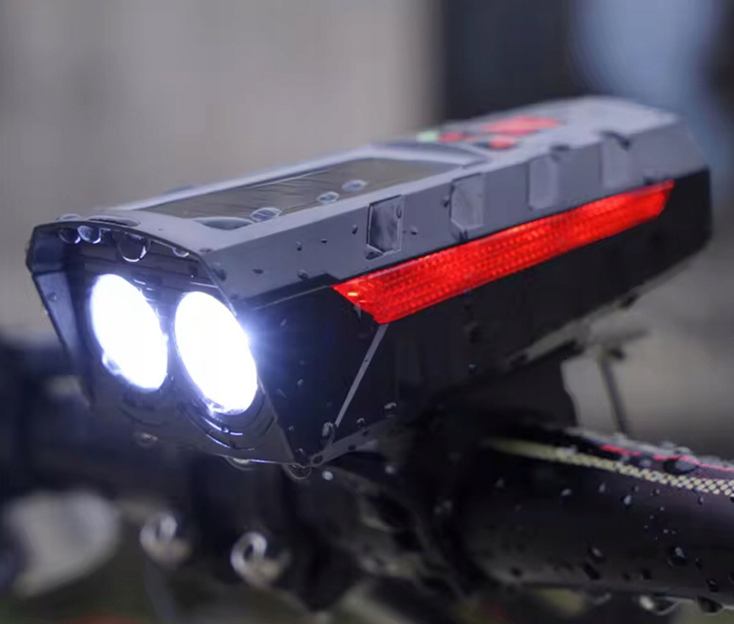 SOLAR LED BICYCLE LIGHT FOR HANDLEBAR SET FRONT REAR LOUD BELL Kind set
