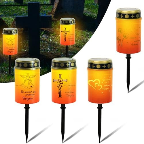 SOLAR LED CANDLES SET OF 4 PCS RED WATERPROOF FOR CEMETERY Brand no brand