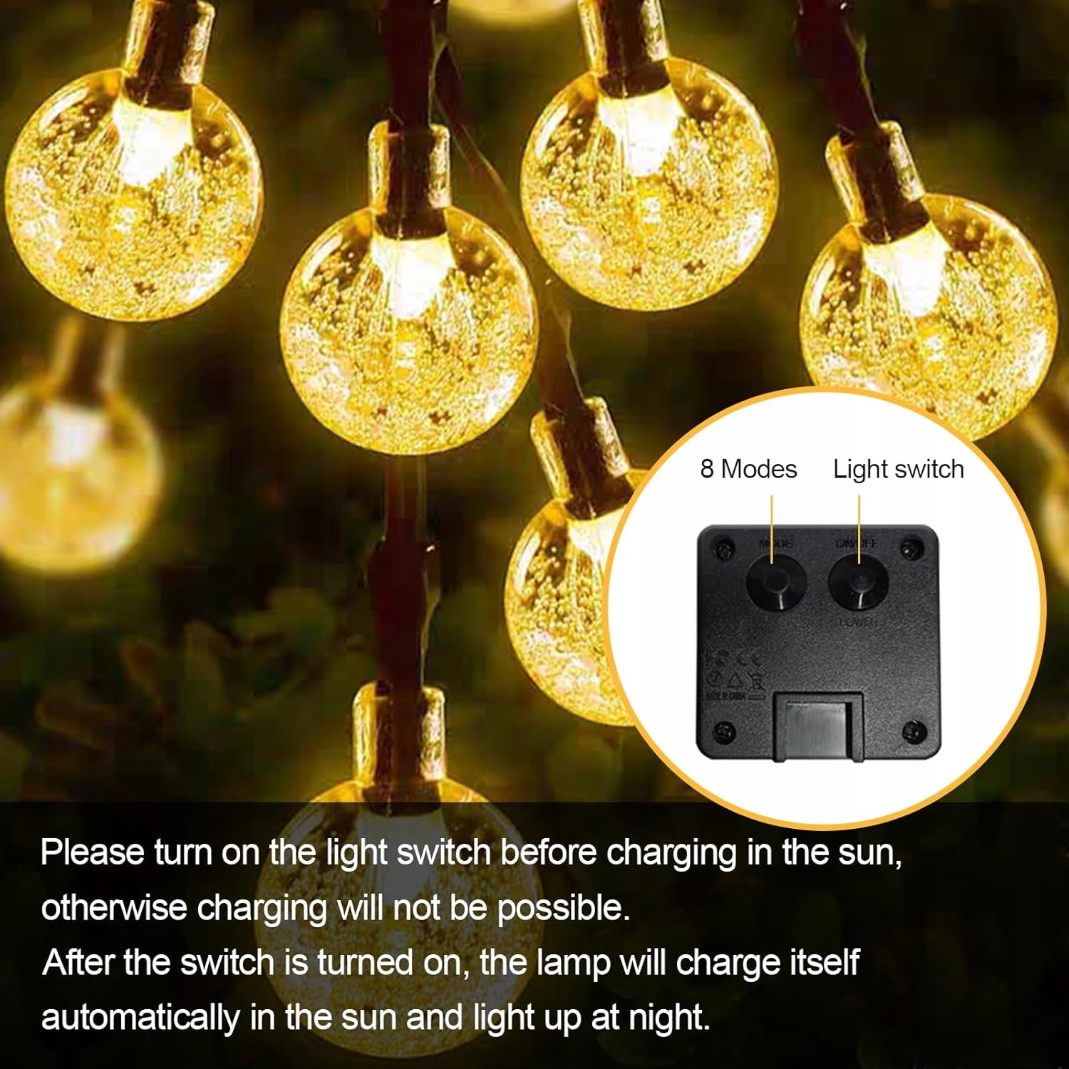 SOLAR LIGHT CHAIN 40 LEDS 10M IP44 8 OPERATING MODES EAN (GTIN) 5907196029882