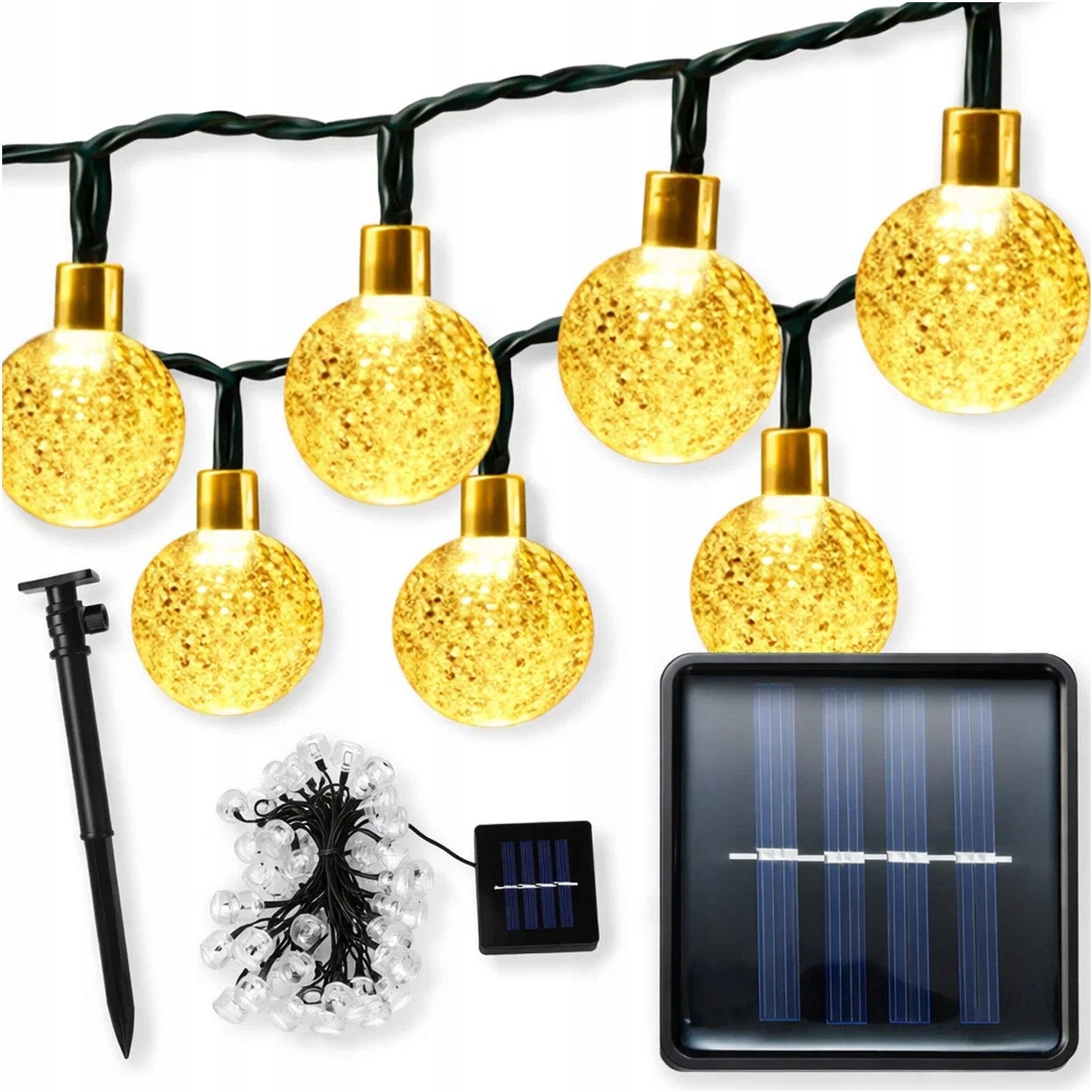 SOLAR LIGHTS GARDEN GARLAND SOALRNA 100LED BALLS WHITE WARM 12M