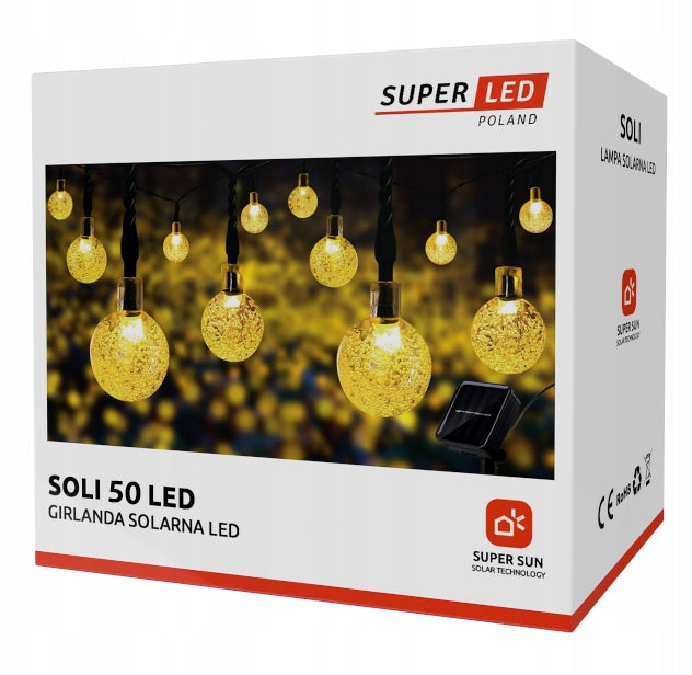 SOLAR LIGHTS GARDEN GARLAND SOLAR 50LED BALLS WHITE WARM Manufacturer code 05284