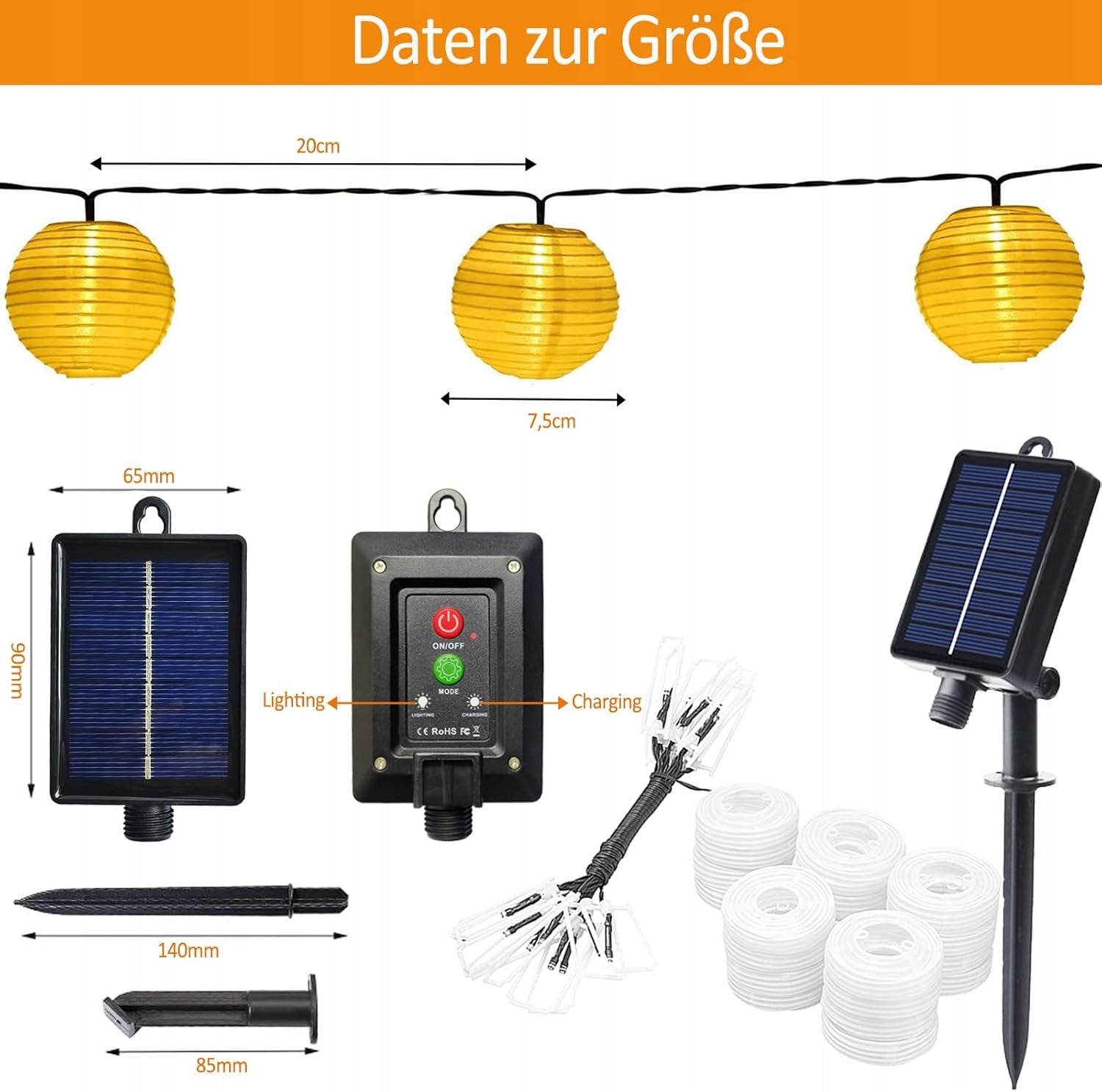 SOLAR LIGHTS LED LIGHT CORD LIGHT CHAIN GARLAND GARDEN PLOT Manufacturer code LAMPKI SOLARNE LED GIRLANDA NA BALKON ŁADNE