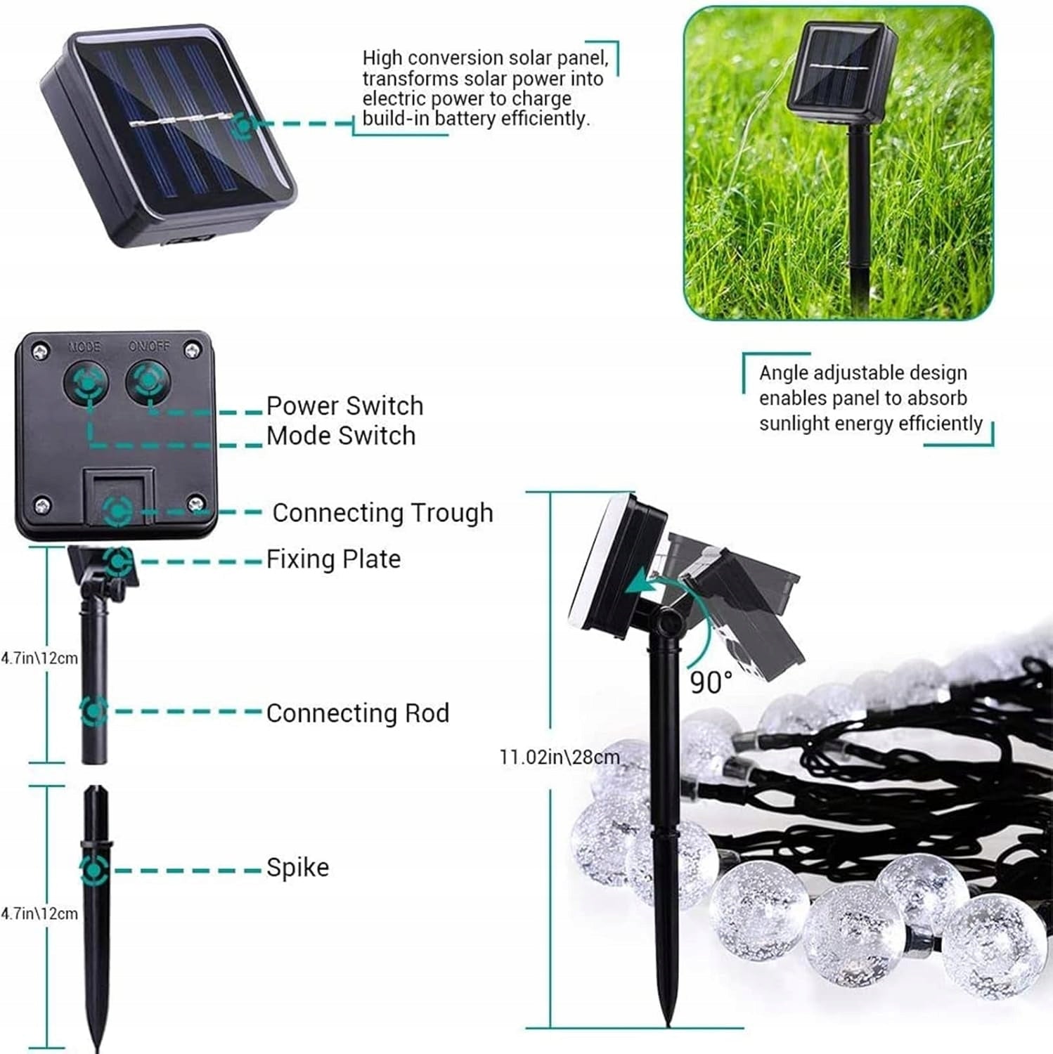 SOLAR LIGHTS LED LIGHT CORD LIGHT CHAIN GARLAND GARDEN PLOT Manufacturer code LAMPKI SOLARNE LED GIRLANDA NA BALKON ŁADNE