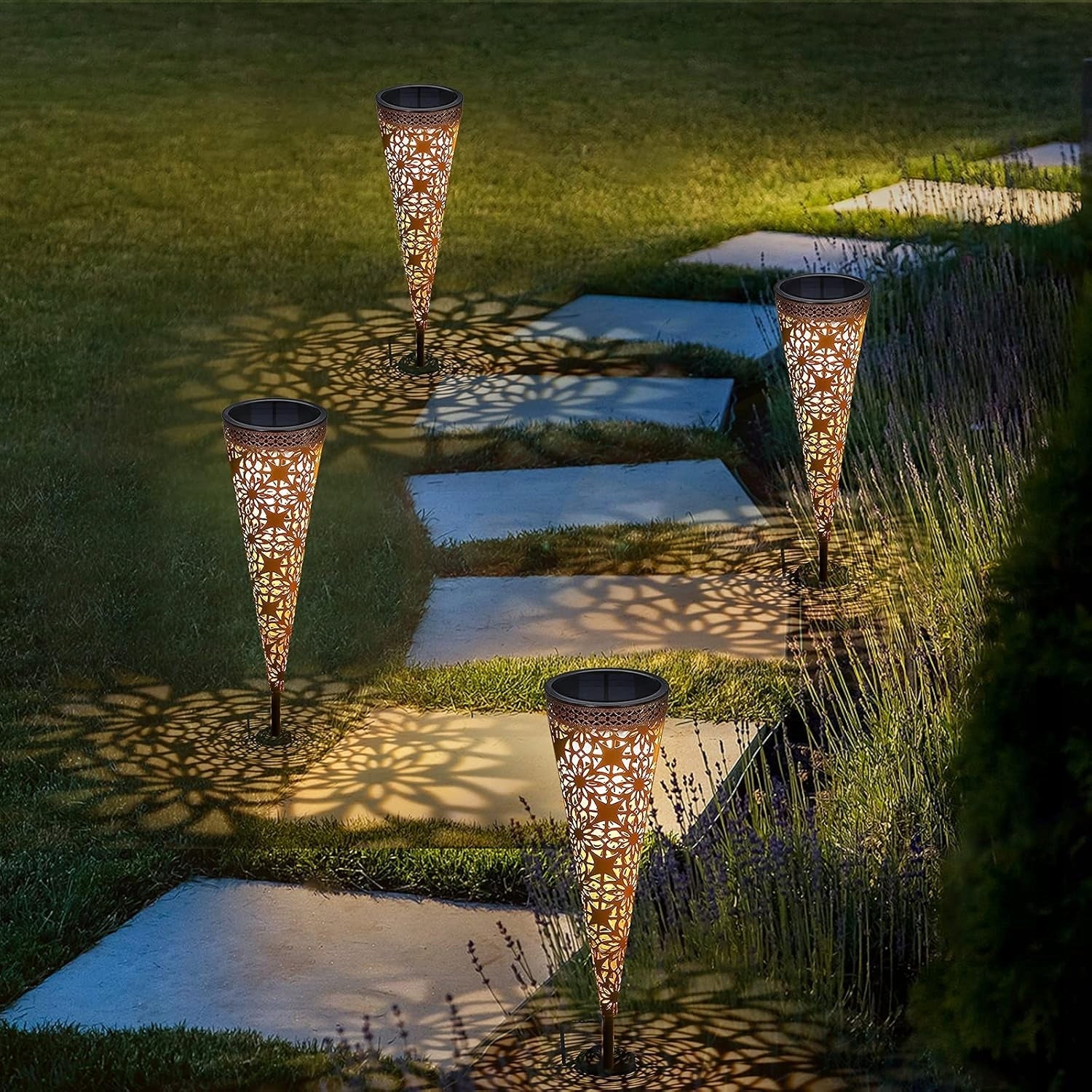 SOLAR METAL LAMPS FOR GARDEN 2 PIECES IP65 LED WARM WHITE Packaging status original