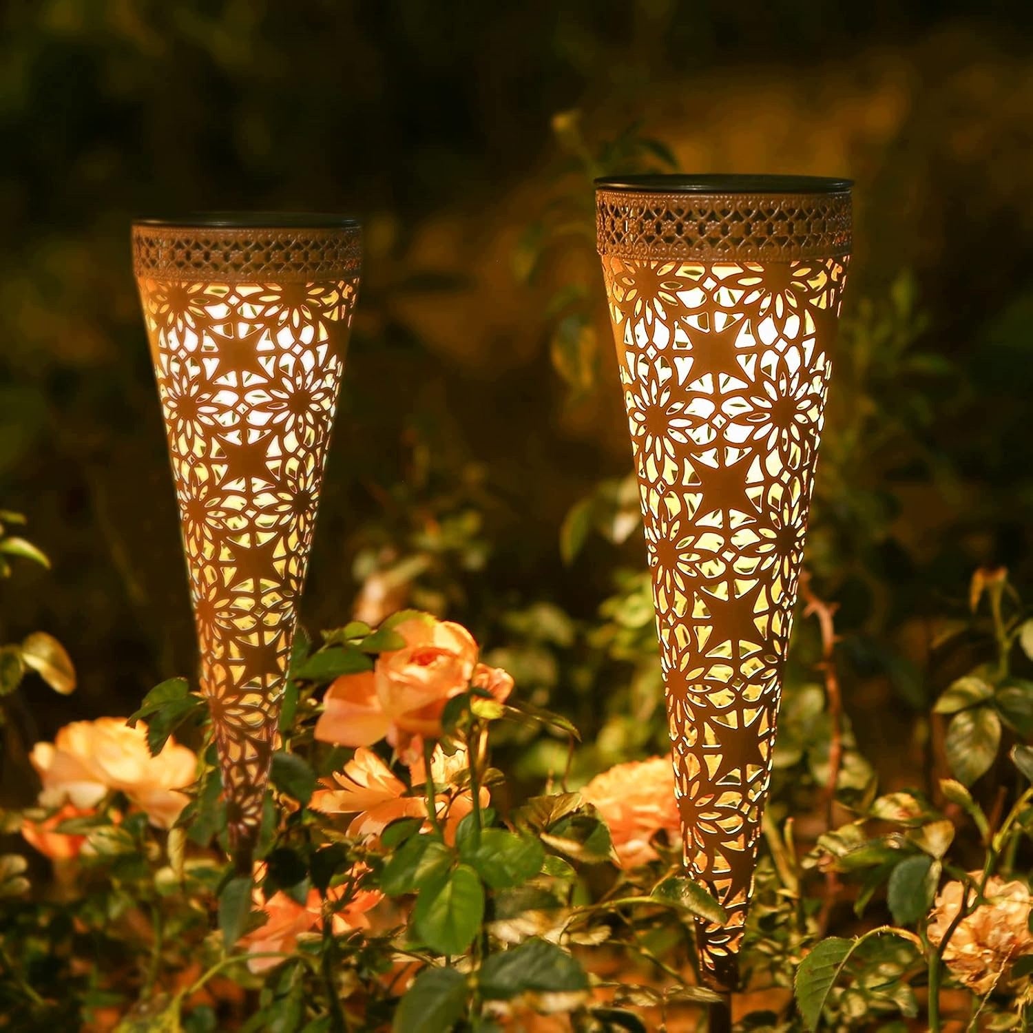 SOLAR METAL LAMPS FOR GARDEN 2 PIECES IP65 LED WARM WHITE