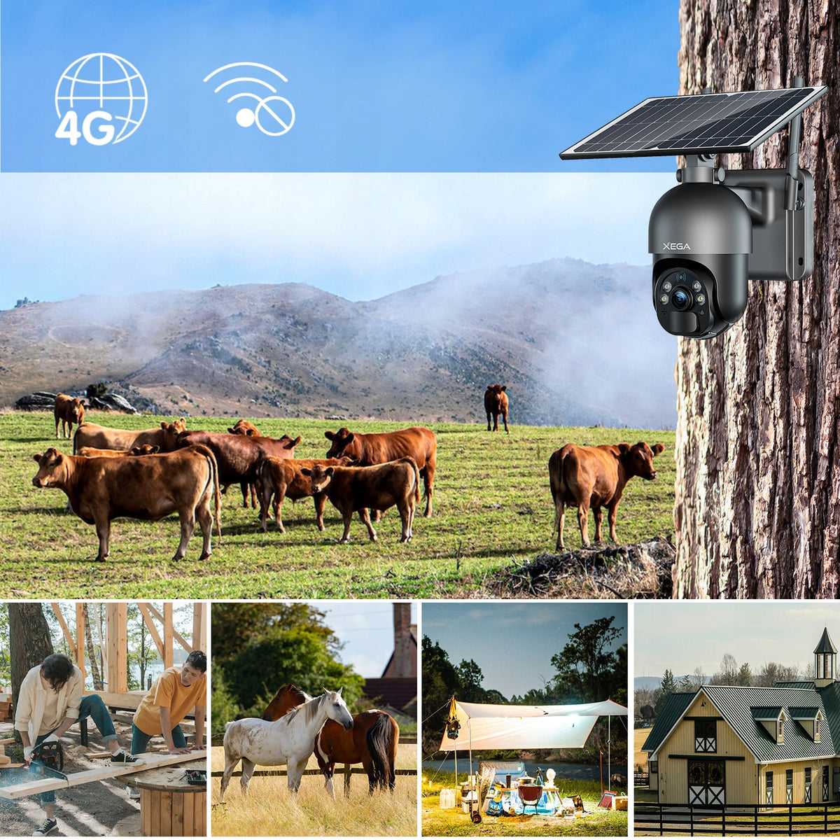 SOLAR OUTDOOR CAMERA ROTATING FOR SIM CARD 4G LTE GSM 2K 3MP WITH CARD Brand no brand