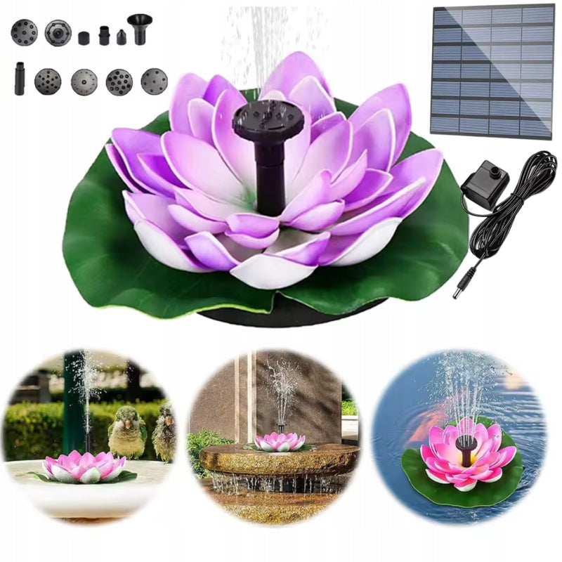 SOLAR POND FOUNTAIN Purple LILY FLOATING GARDEN PUMP