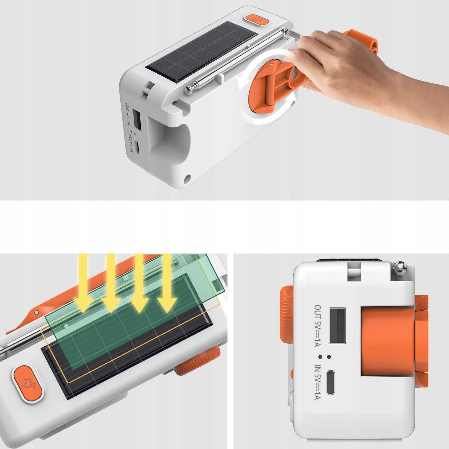 SOLAR RADIO FOR DYNAMO FM POWERBANK FOR CRANK FLASHLIGHT SURVIVAL ACCUMULATOR Brand Goaduoynt