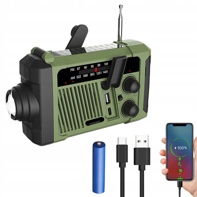 SOLAR SURVIVAL RADIO DYNAMO POWERBANK FLASHLIGHT 3in1 TOURIST