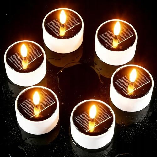 SOLAR TEALIGHT CANDLES LED METAL FOR OUTDOOR GARDEN 6 PACK Brand no brand