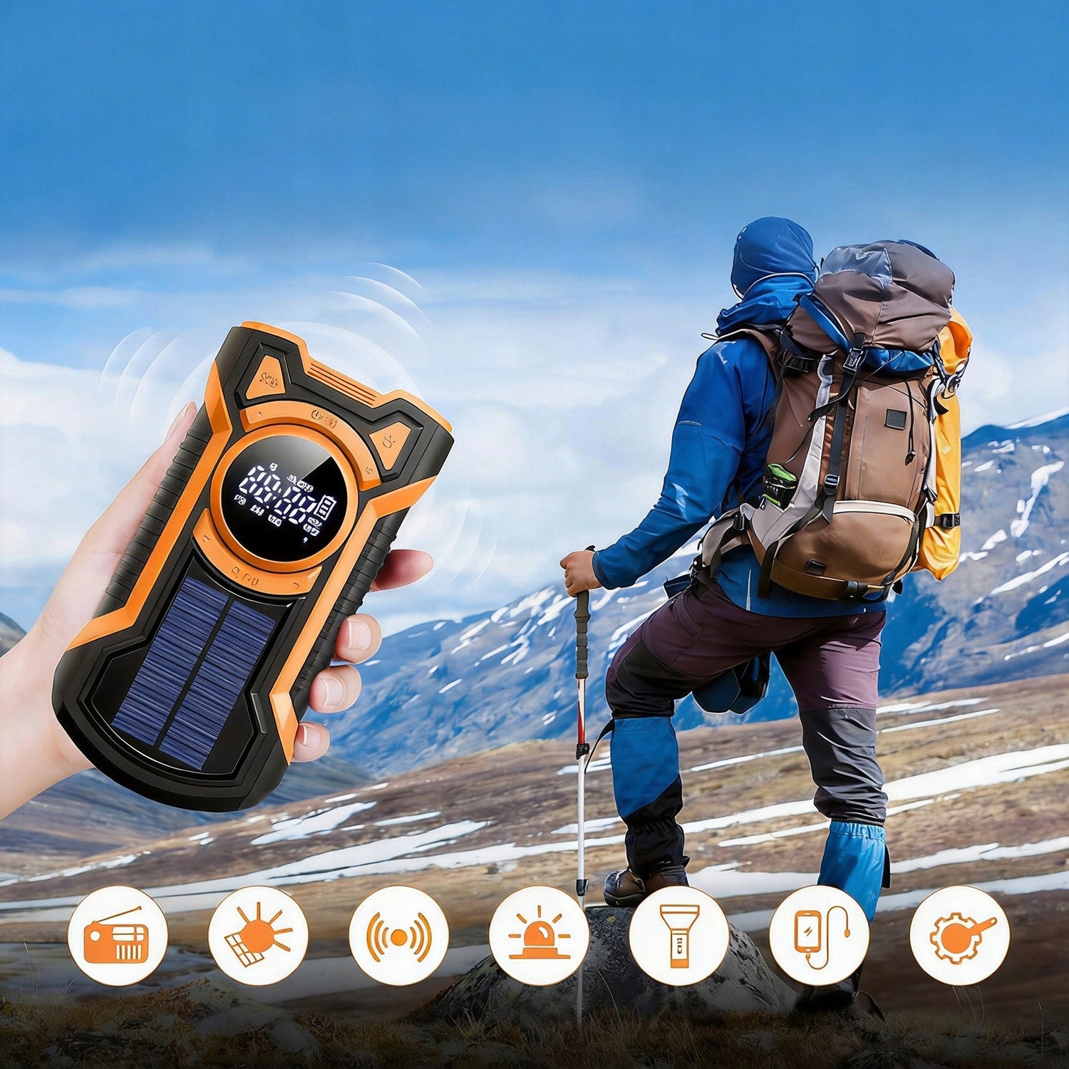 SOLAR TOURIST RADIO POWERBANK DYNAMO PORTABLE FLASHLIGHT 5000MAH USB-C Brand no brand