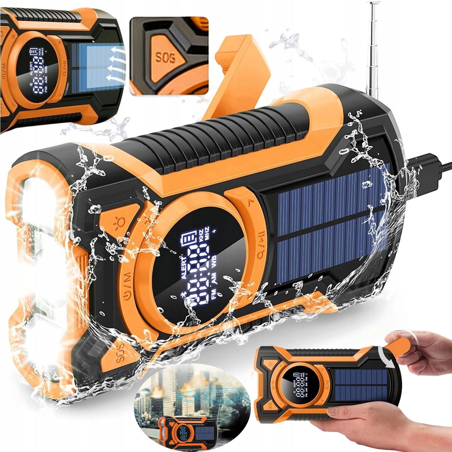 SOLAR TOURIST RADIO POWERBANK DYNAMO PORTABLE FLASHLIGHT 5000MAH USB-C