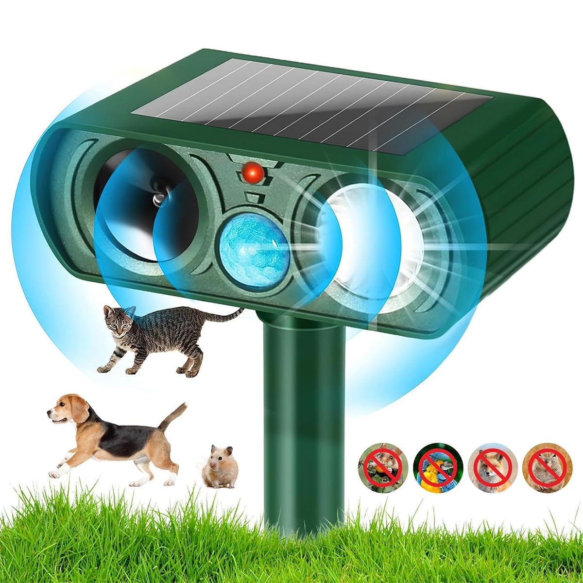 SOLAR ULTRASONIC DOG REPELLENT CATS KUN FOXES WILD BOAR DEER Brand no brand