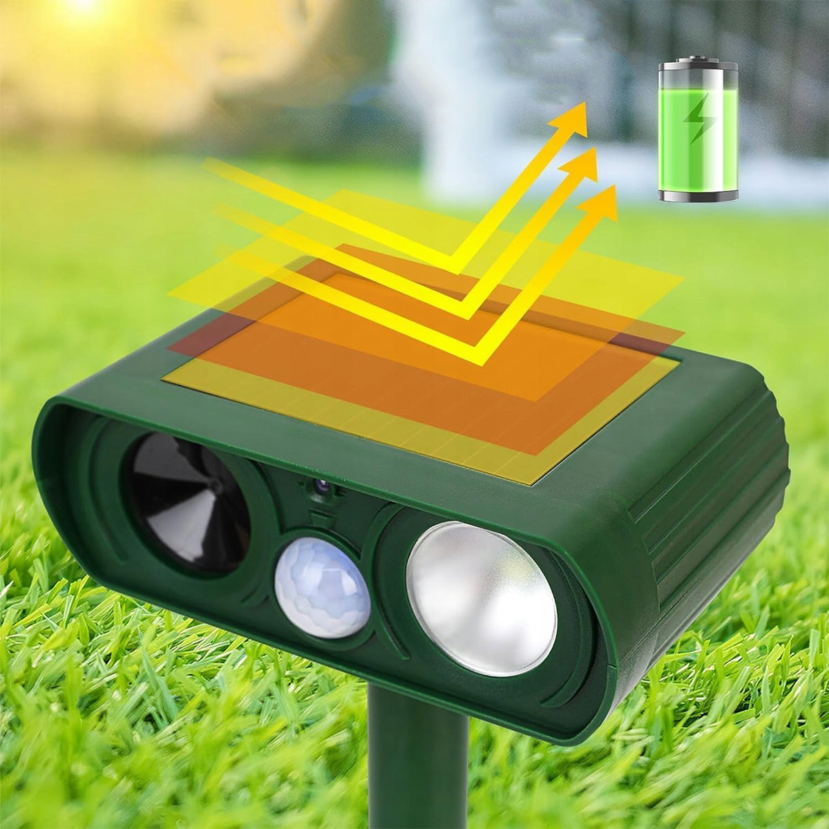 SOLAR ULTRASONIC DOG REPELLENT CATS KUN FOXES WILD BOAR DEER Use Against rodents cats moles dogs birds rats