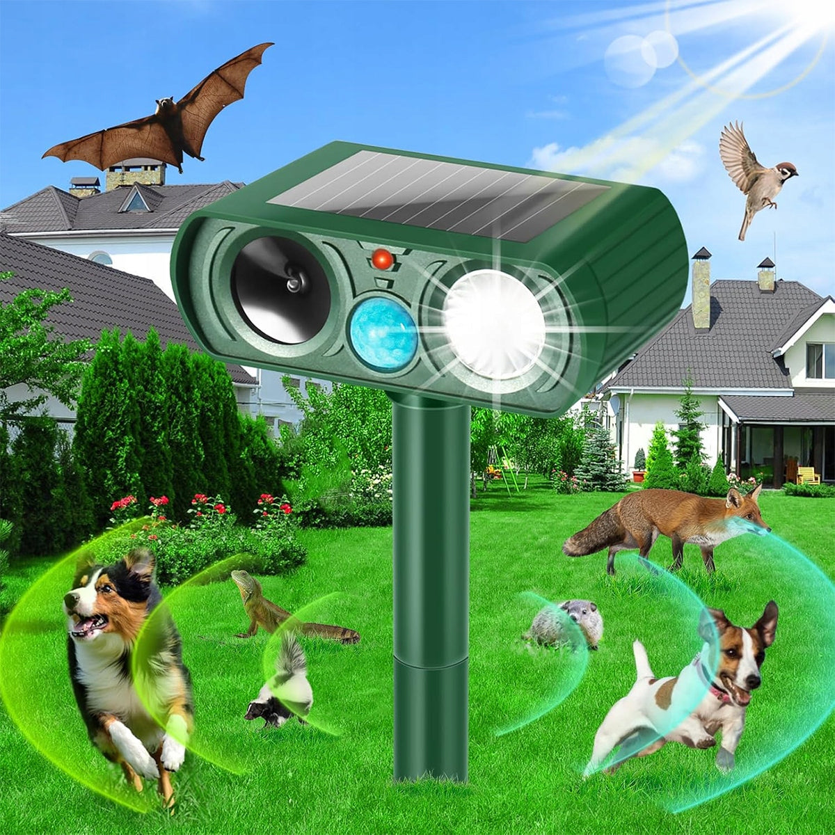 SOLAR ULTRASONIC FOX REPELLENT WILD ROE DEER BEAVER HARES Brand no brand