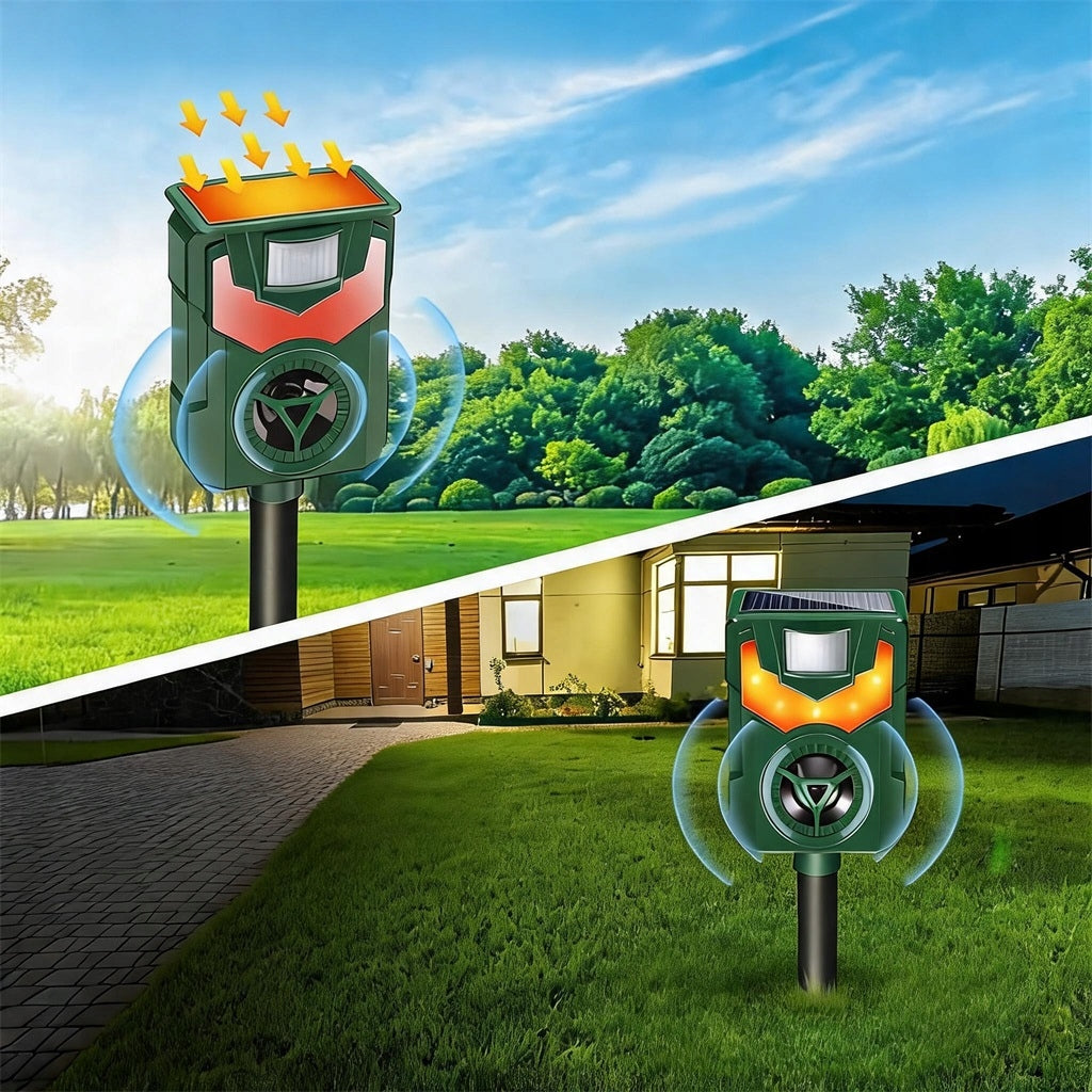 SOLAR ULTRASONIC REPELLENT FOR FOXES WILD ROE DEER BEAVER HARES Batteries included no