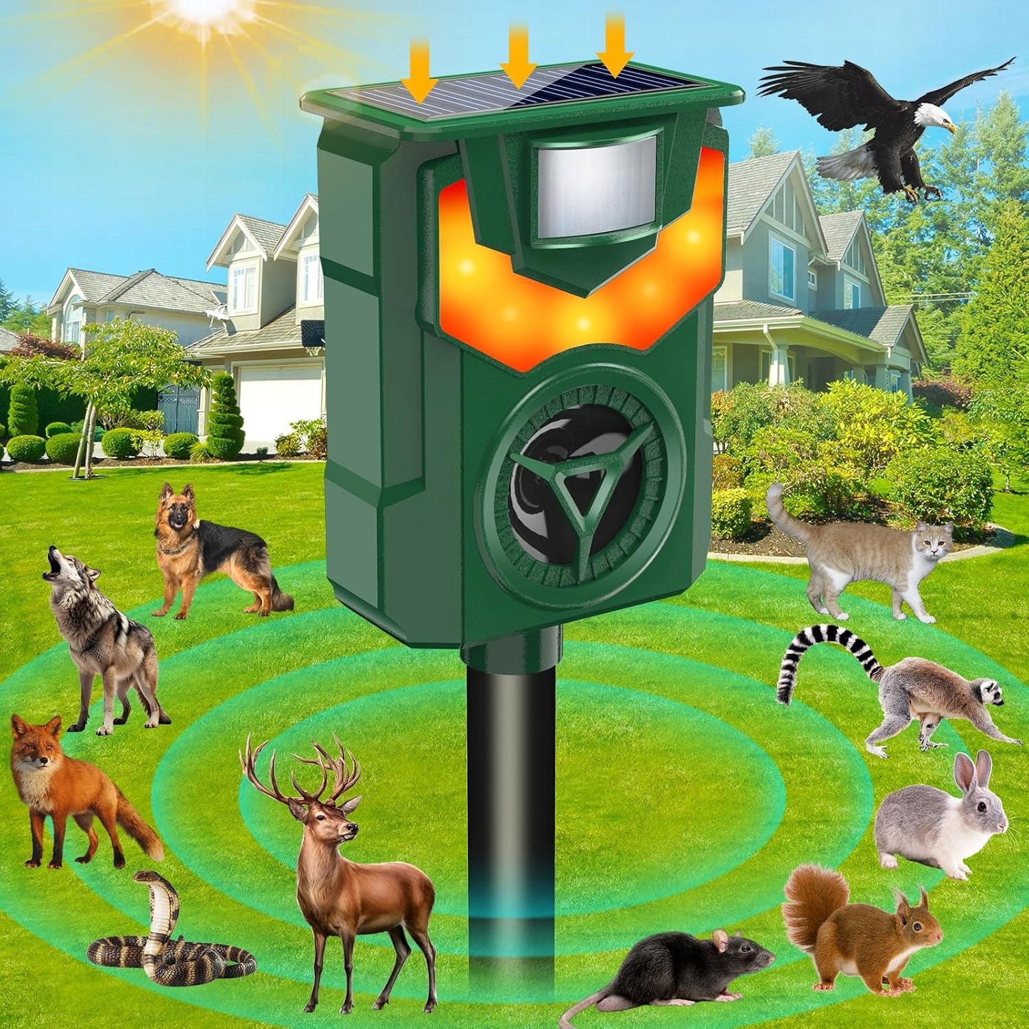 SOLAR ULTRASONIC REPELLENT FOR FOXES WILD ROE DEER BEAVER HARES Manufacturer code 6942278452140