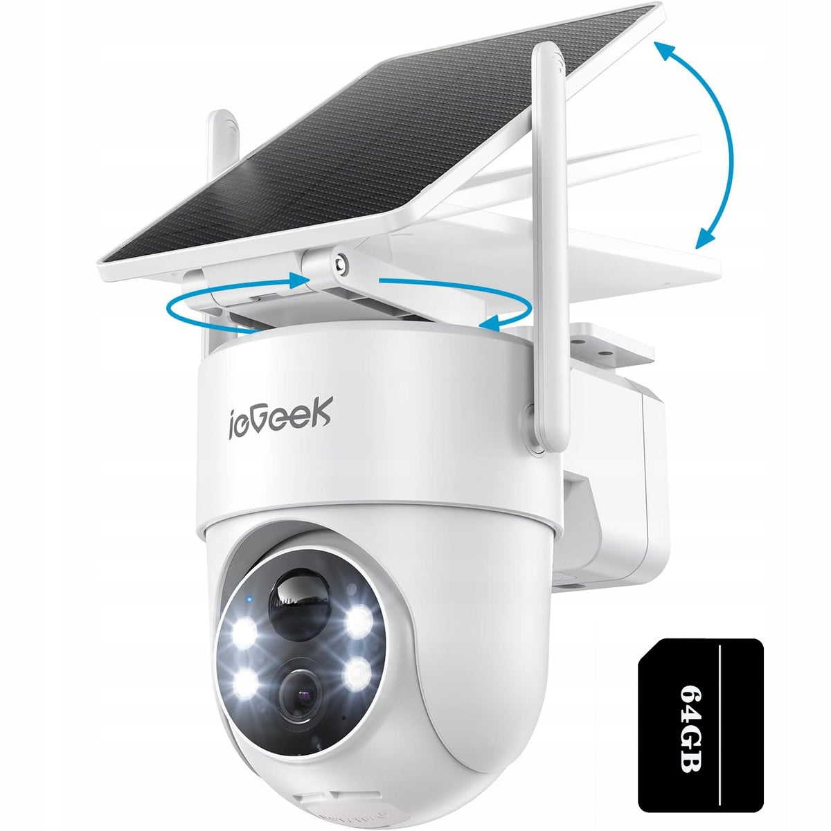 SOLAR WIFI CAMERA 2K SMART OUTDOOR ROTATING IP WIRELESS ALARM 64G