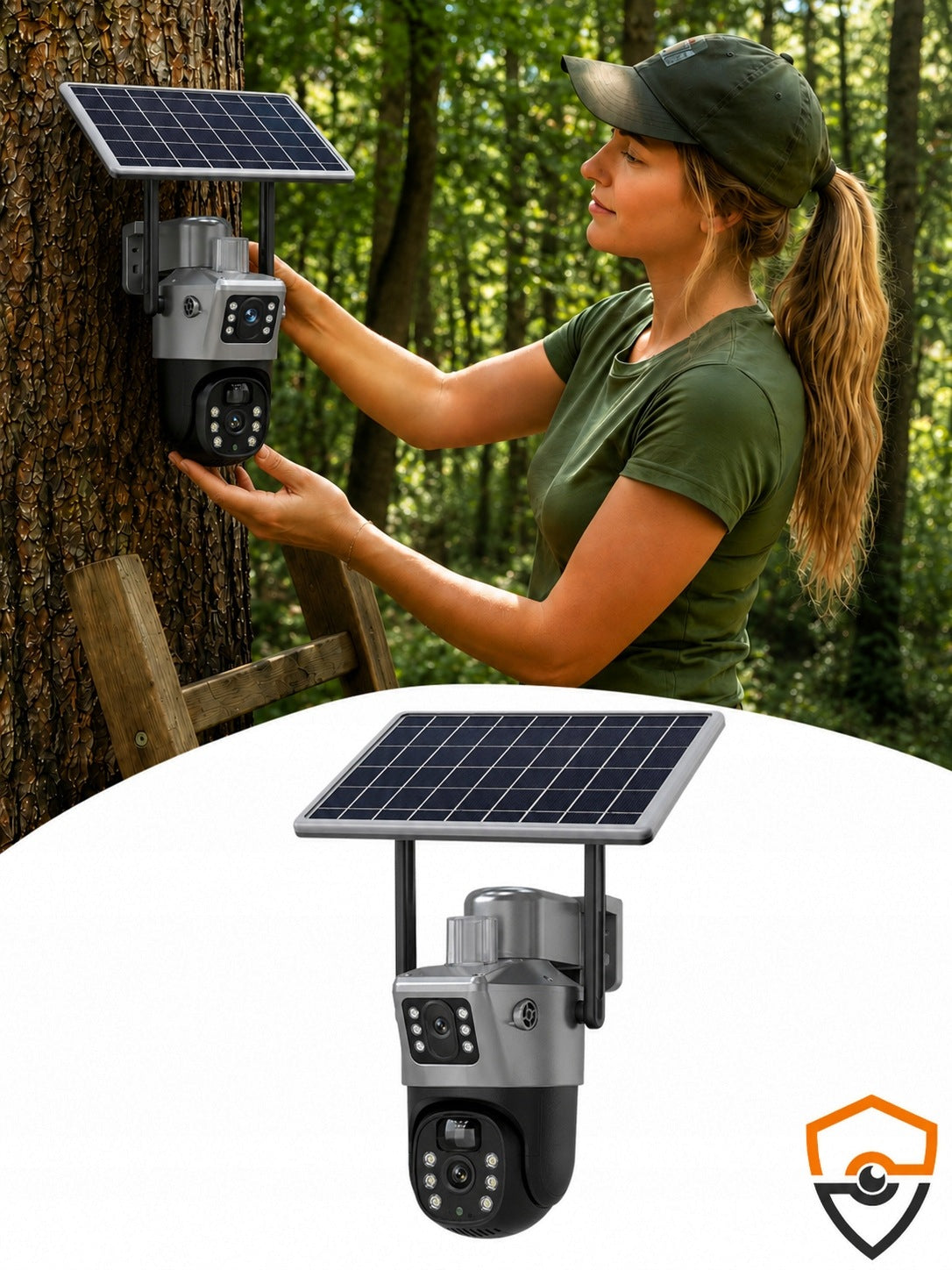 SOLAR WIFI CAMERA DOUBLE 16MP ROTATING OUTDOOR BATTERY OPERATED SOLAR UHD Packaging status original