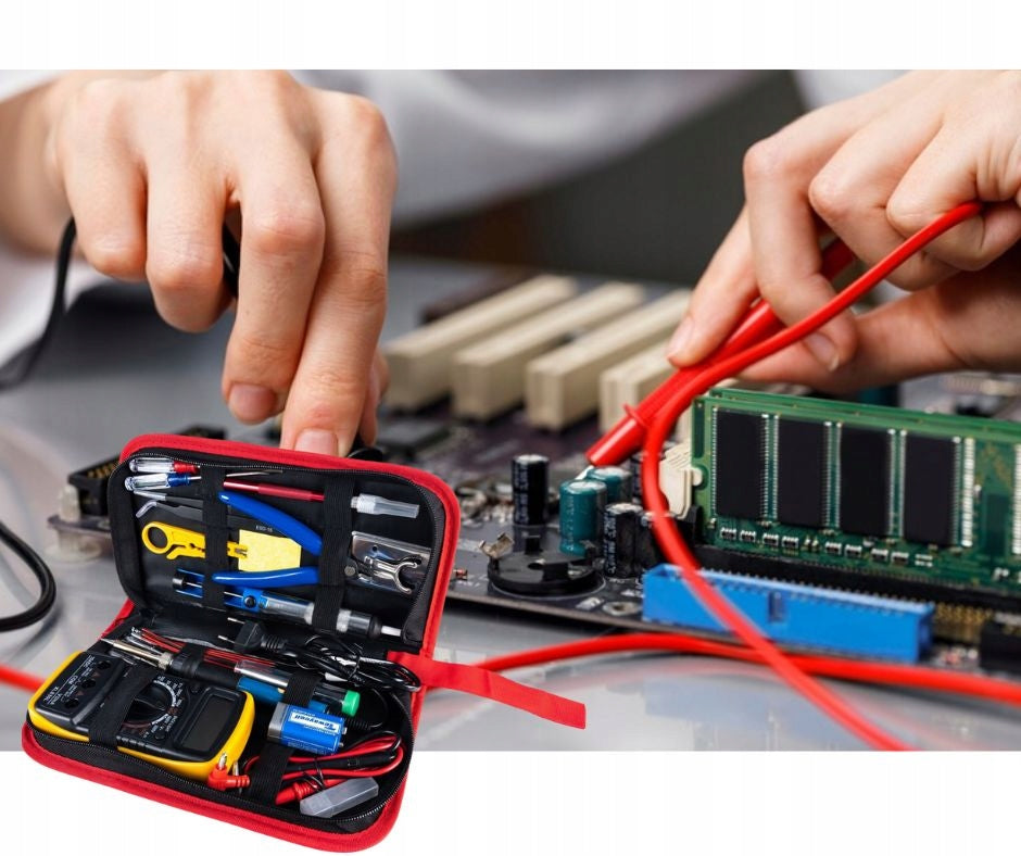SOLDERING IRON ELECTRIC TOOL SET MULTIMETER TIN SCREWDRIVERS 60W +ETUI Manufacturer code ZESTAW NARZĘDZI DO LUTOWANIA-0168