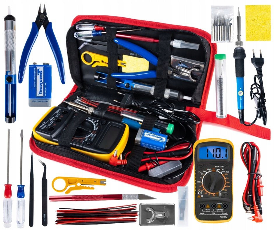 SOLDERING IRON ELECTRIC TOOL SET MULTIMETER TIN SCREWDRIVERS 60W +ETUI