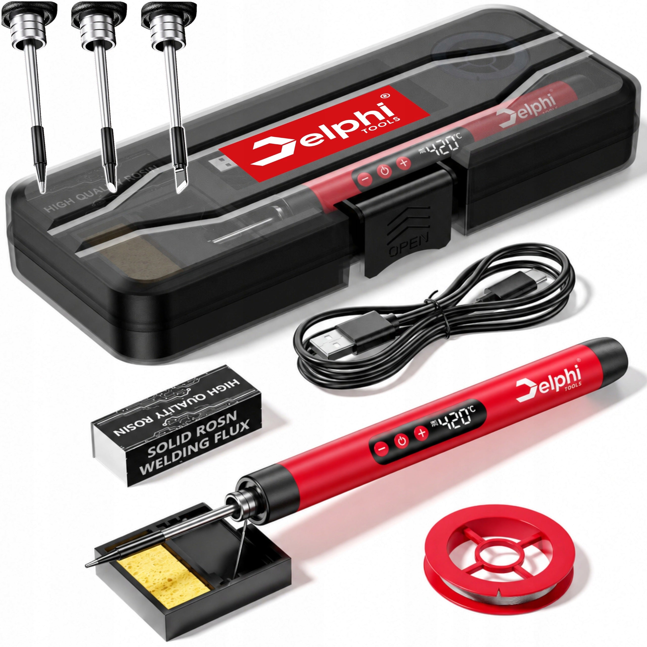 SOLDERING IRON PRECISION FLASK WIRELESS USB PORTABLE 420°C 3x GROT TIN